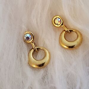 Super Cute AB Crystal & Gold Drop Earrings